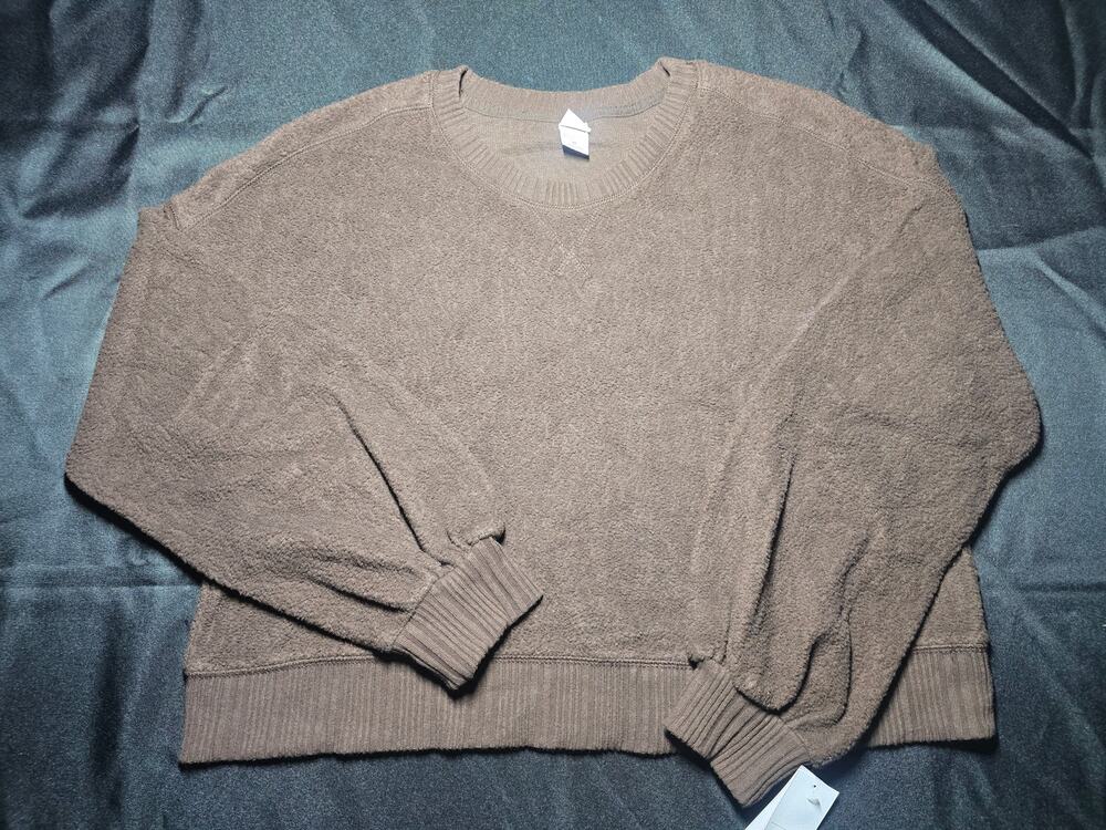 Auden Brown Plush Crewneck Sweatshirt Soft Cozy Pullover